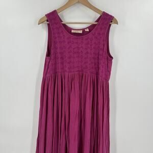 Erika Taylor Babydoll Maxi Dress Womens Size M Hot Pink Rayon India Bohemian 90s